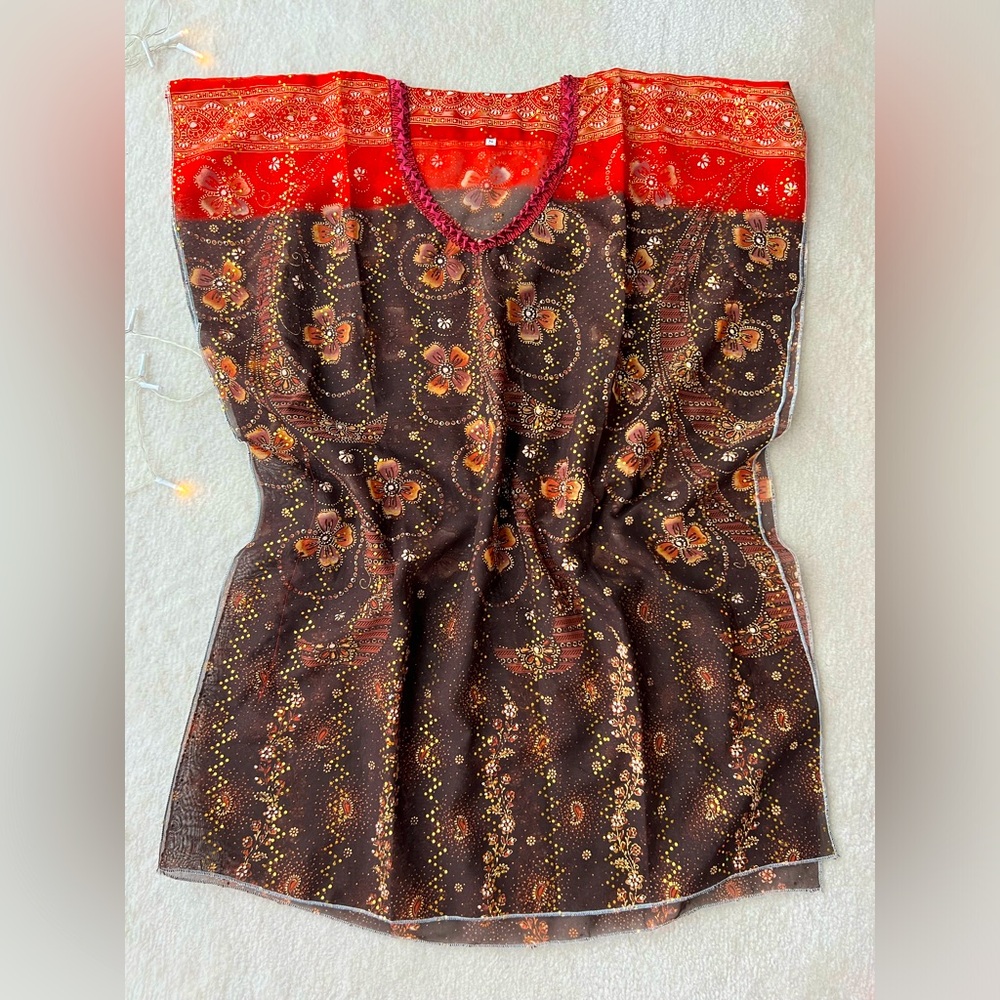 BNTW Colorful Brown Red Golden Elements Summer Swim Cover